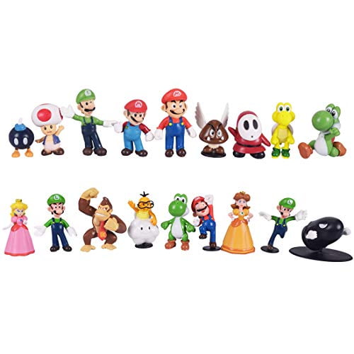 18pcs Mario Bros Brother Figures Cake Toppers Minifigures Action Toy